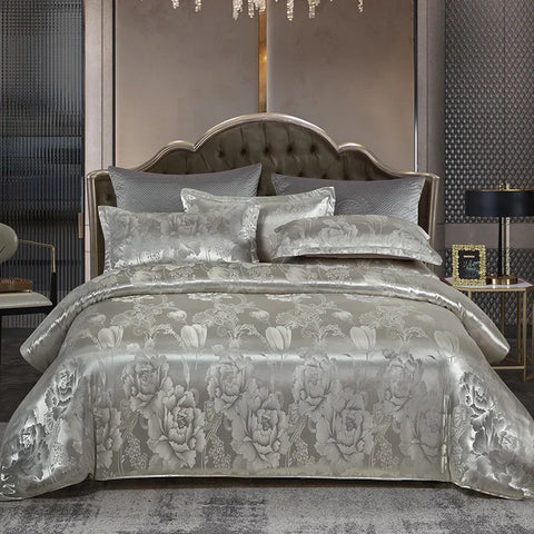 New 3pcs Duvet Cover and Pillow case Set No Filling European Light Luxury Jacquard Woven Polyanthous Type Family bedroom Bedding