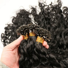 Brazilian Flat Tip Human Hair Extension Pre Bonded Water Wave Keratin Fusion K Tip Hair 100g 100Pieces