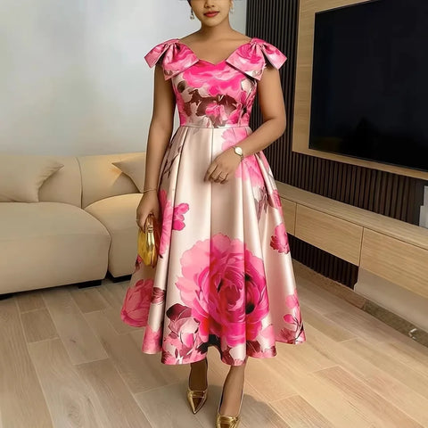 African Dresses for Women Elegant 2026 Dashiki Spring Summer Midi Dress Ladies Traditional African Clothing Ankara Dresses