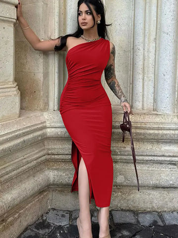 Women Maxi Dresses Sexy Split Black Sleeveless Backless Slim Dress Summer Female Fashion Off Shoulder Club Elegant Party Dresses