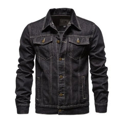 Men Cardigan Patchwork Coat 2023 Autumn Winter New Denim Jacket Men Long-Breasted Turn-down Collar