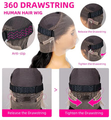 Hidden Strap Body Wave 360 HD Full Lace Front Wigs Human Hair Pre Plucked 12A Glueless Brazilian Virgin Wig With Drawstring