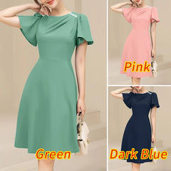 ZANZEA Elegant Women Dresses 2025 Summer  Fashion Short Sleeve Work OL Sundress Casual Party Knee-length Vestido Robe Femme