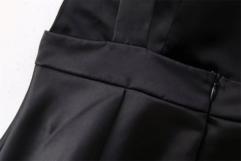 Black Backless Mini Skirt For Women Off The Shoulder Hollowed Out Fashion Sleeveless Party Dress Sexy A-line Tie Bow Club 2024