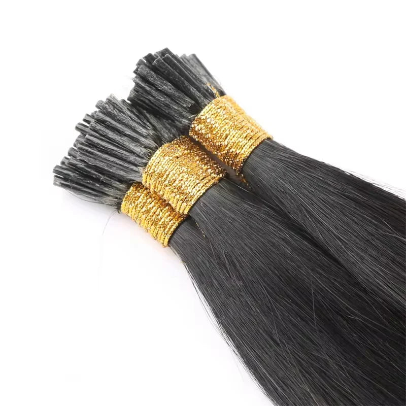 Kinky Straight I Tip Hair Extensions Brazilian Hair Pre Bonded Keratin Stick In Straight I Tip Hair Extensions 50 Strands/Pack