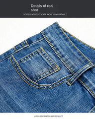 2026 Summer Shorts Jeans Men Denim Pants Stretch Dark Blue Fashion Design Men's Jeans Slim