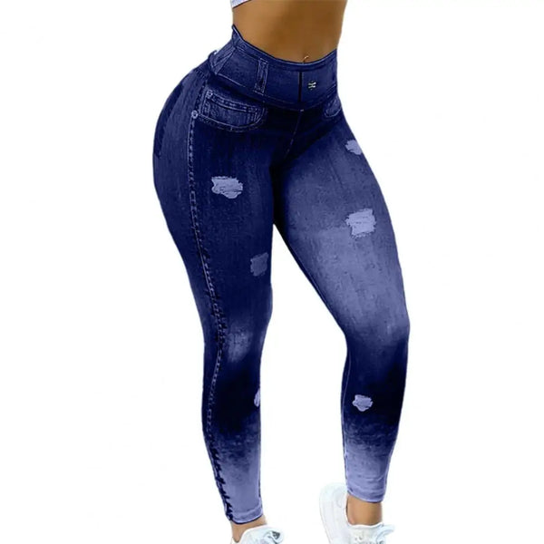 Winter Women Thicken Pencil Pants High Waist Wash Skinny Pants Slim Plush Faux Denim Jeans Super Warm Velvet Women'S Leggings
