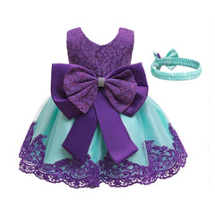 3-12 Years Summer Cute GIrls Dress Big Bow Lace Mesh Party Princess Dress For Girls Children
