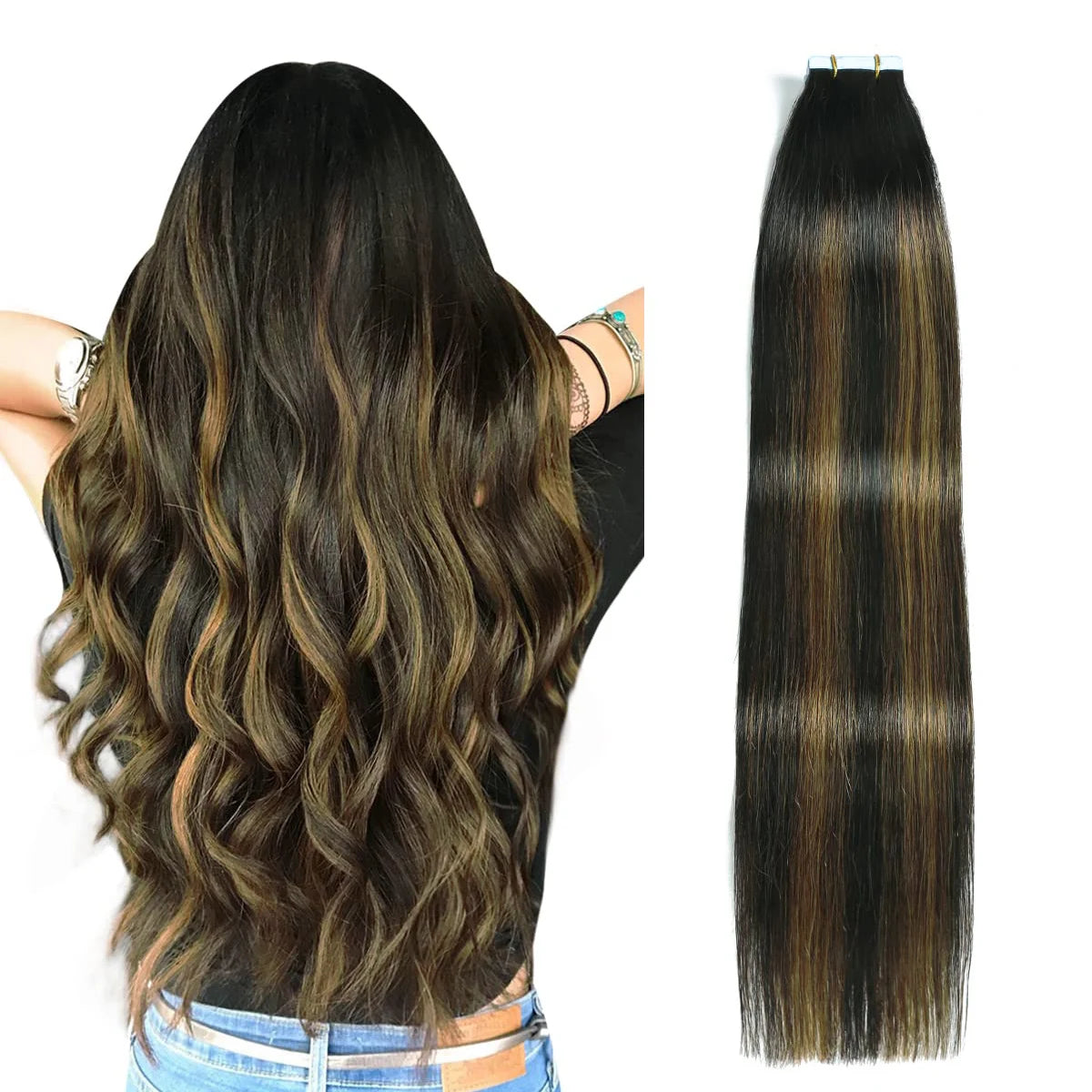 Tape in Hair Extensions Human Hair Seamless Tape in Hair Extensions Invisible Tape ins Virgin Remy Human Hair 50g/pack