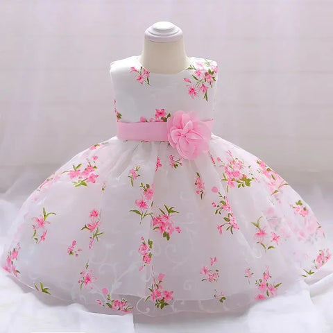 Baby Girls Party Dresses For 1st Birthday Wedding Dress Newborn Elegant Flower Girl Princess Dress Sleeveless Children Dresses
