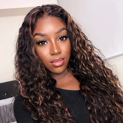 Highlight Ombre Lace Front Wig 40 Inch Curly Wigs 13x6 13x4 Hd Lace Frontal Water Wave Human Hair Wigs 1B/30 Colored Deep Wave