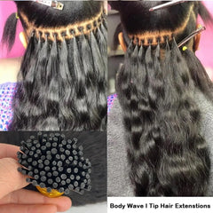 Micro Link I Tip Human Hair Extension Body Wave Pre Bonded Brazilian Remy Stick I Tip Hair Micro Beads Black Color 100g 100Stran