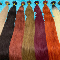 Human Hair Extensions Keratin K Tip Hot Fusion Human Hair Natural Hair Italy Keratin Glue Machine Remy Hair K Tip Straight