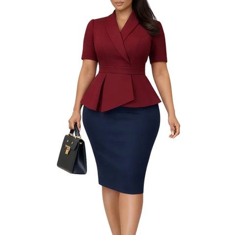 2026 new style elegant office bag hip Bodycon Midi dress women's O-length and half-sleeve 4-color dress women's African Vestidos