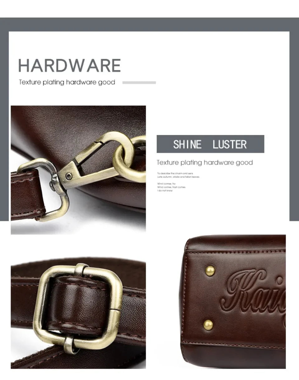 Retro High Quality Oil Leather Women Top-handle Shoulde Bags Vintage Casual Totes Trendy Lock Designer Handbag Small