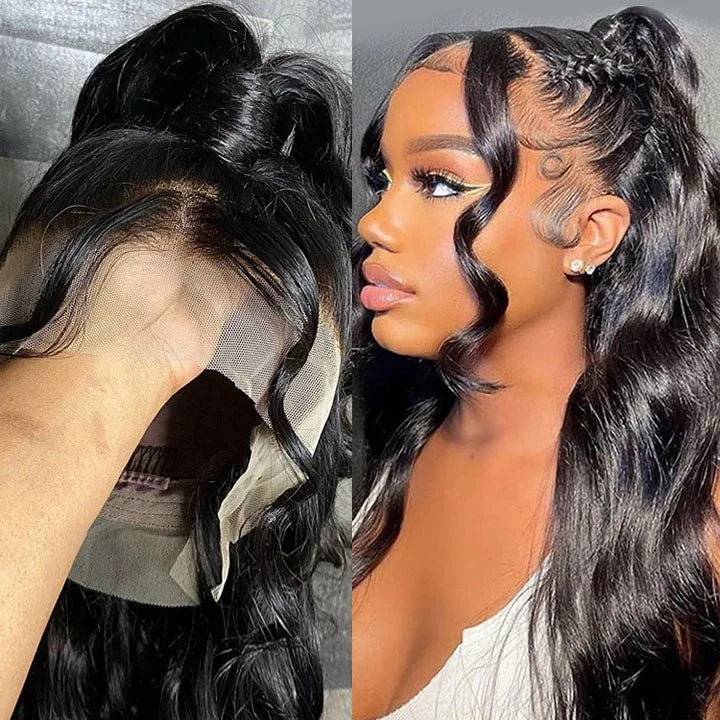 Hidden Strap Body Wave 360 HD Full Lace Front Wigs Human Hair Pre Plucked 12A Glueless Brazilian Virgin Wig With Drawstring