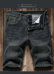 2026 Summer Shorts Jeans Men Denim Pants Stretch Dark Blue Fashion Design Men's Jeans Slim