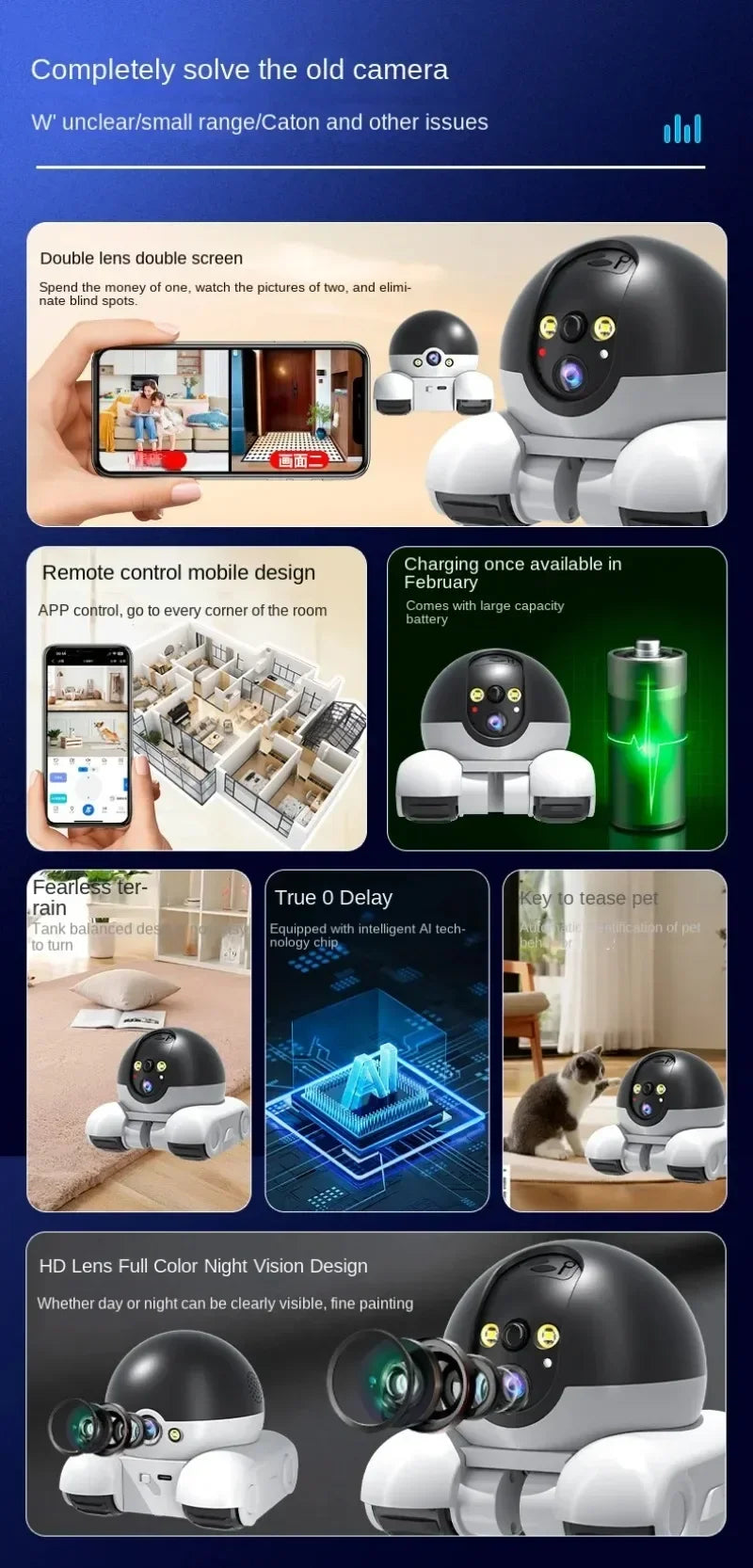 1080P HD WIFI IP Camera Security Protection Surveillance PTZ Camera Auto Tracking Baby Pets Monitor Smart Home Robot Cameras
