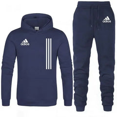 New autumn and winter men's long-sleeved pullover hoodie + pants 2-piece fashionable outdoor running men's sportswear set
