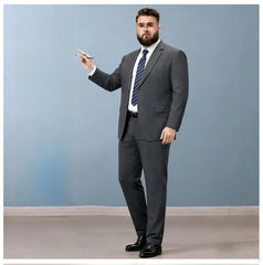 Men Plus Size Summer Thin Cotton Linen Suit Jacket Pants Set Wedding Host Groomman Formal Business Party Banquet Dress Suit