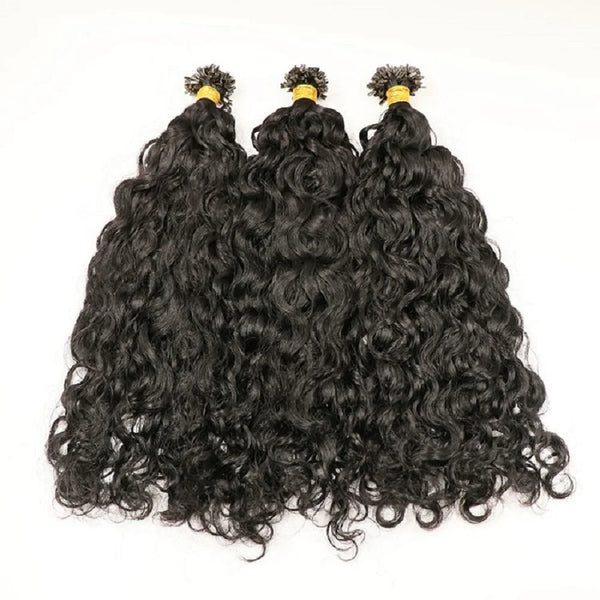 Brazilian Flat Tip Human Hair Extension Pre Bonded Water Wave Keratin Fusion K Tip Hair 100g 100Pieces