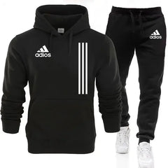 New autumn and winter men's long-sleeved pullover hoodie + pants 2-piece fashionable outdoor running men's sportswear set