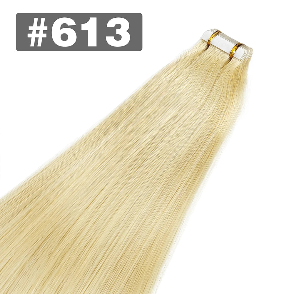 Tape in Hair Extensions Natural Human Hair Brazilian Origina Hair 100% Real Human Hair Extensions 20 Pcs Straight for Women