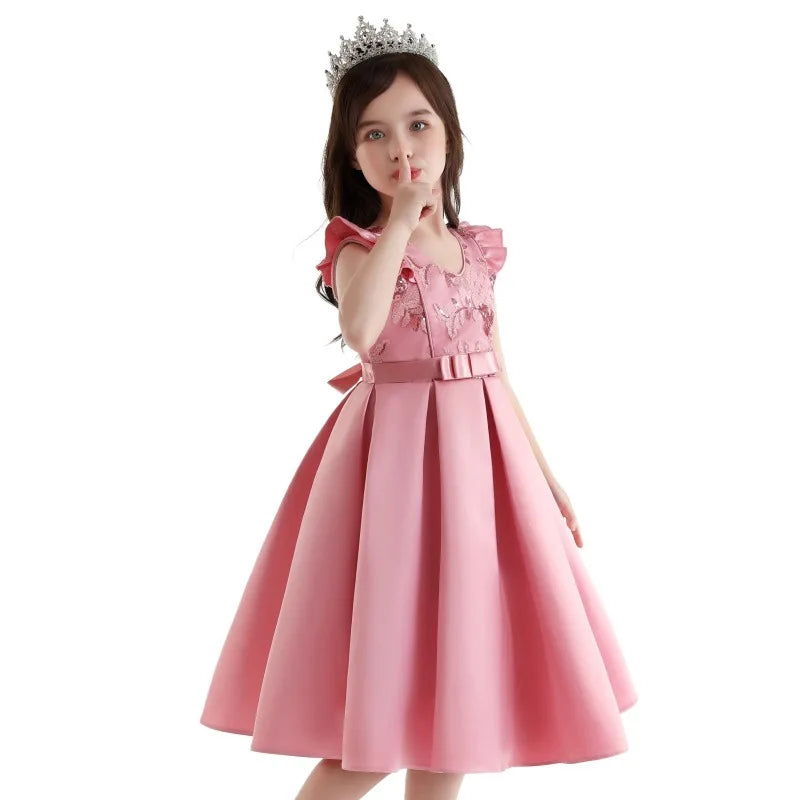 Beautiful Beading Flower Girl Dress for Wedding Party Coral Flower Girl Peach Tutu Dress