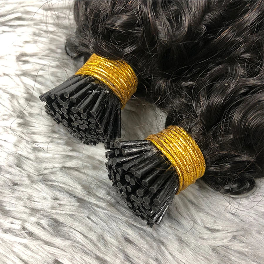 Natural Wave I Tip Human Hair Extension Brazilian Remy Hair Microlink Pre Bonded Stick I Tip Hair #2 #4 #1B 100g 100strands