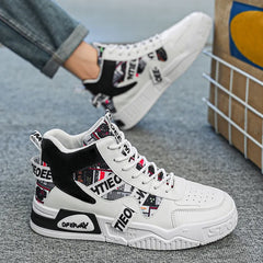 Men's High Top Sneakers Fashion Leather Casual Ankle Boots  for Men Lace Up