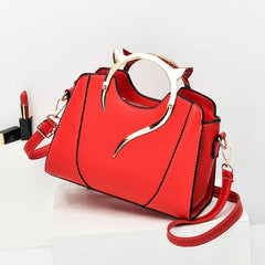 Cat Shaped Handle Women Handbag Trendy And Fashionable, Solid Color, Simple And Casual Crossbody Shoulder Shell Bag
