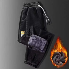 Autumn Winter Blue Cargo Jeans Men streetwear  denim joggers