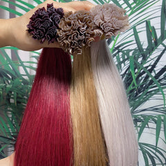 Human Hair Extensions Keratin K Tip Hot Fusion Human Hair Natural Hair Italy Keratin Glue Machine Remy Hair K Tip Straight