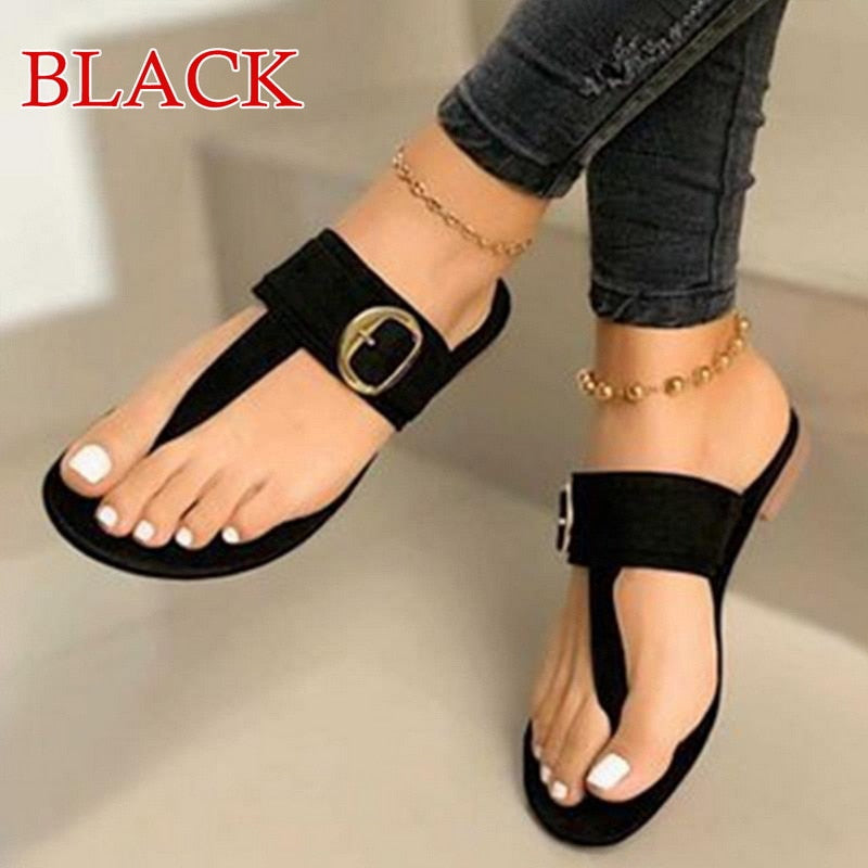 Women Sandals 2023 Summer Outdoor Beach Flip-flop Sandals Solid Fashion Gladiator Sandals Women Flats Casual Ladies Shoes