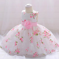 Kids Summer Dress For Girls Wedding Costume Floral Printing Birthday Princess Party Dresses 2-10 Years Children Girl Clothes