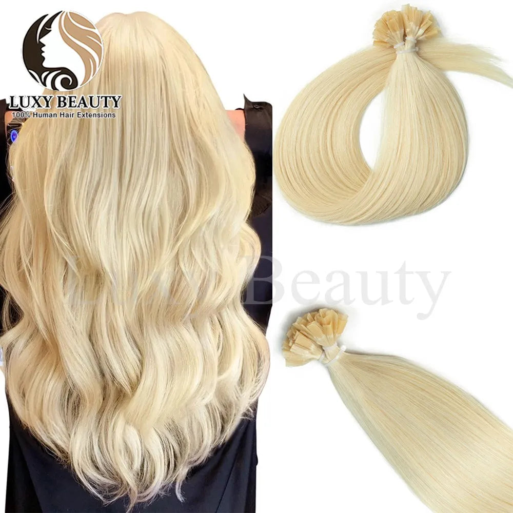 K Tip Nail Tip Hair Extensions Human Hair Keratin Tip Hot Fusion Human Hair Extensions Black Brown Brown Pre Bonded Hair 50pcs