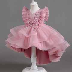 Flower Girl Dresses for Wedding White Champagne Red Pink Child Gala Evening Formal Luxury Birthday Puffy Irregular Elegant Dress