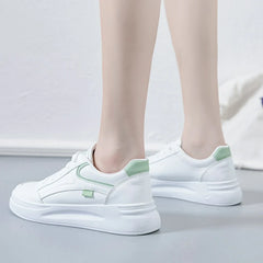 Women's Shoes Platform Sneakers Lace-Up Women Running Shoes Outdoor Breathable Tennis Shoes PU Leather  Casual