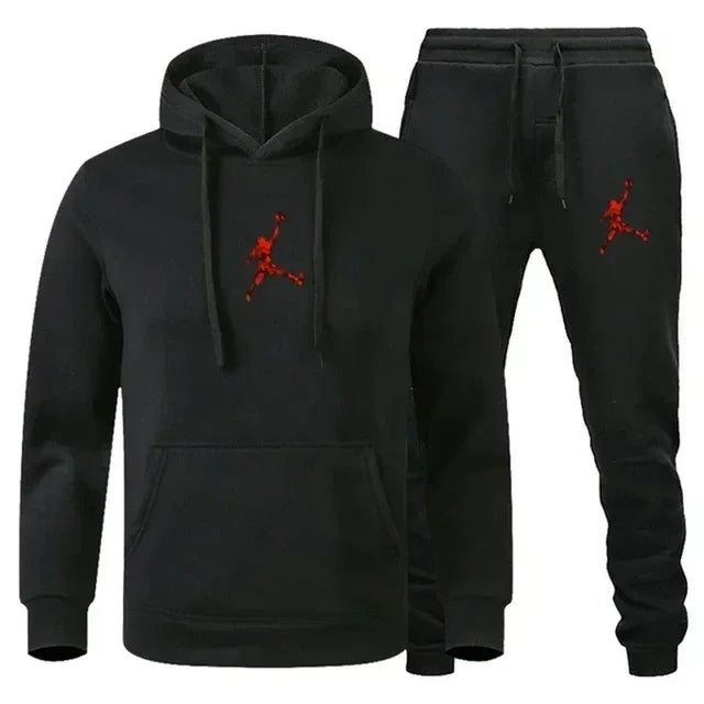 The two-piece pullover and jogging pants of the classic casual streetwear