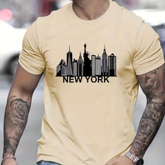 100% pure cotton men's New York city pattern printed fashionable casual  sports