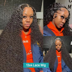 13X4 13X6 Water Wave Hd Transparent Lace Front Wigs Deep Wave Lace Frontal  Pre Plucked Curly Human Hair Wigs 250 Density