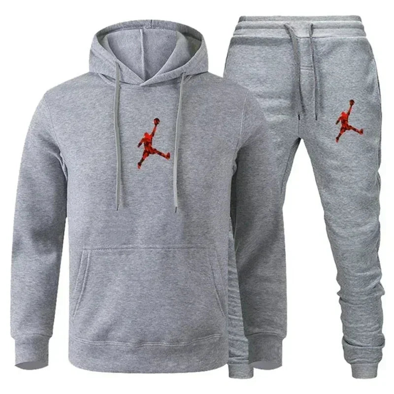 The two-piece pullover and jogging pants of the classic casual streetwear