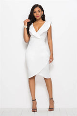 Summer New European and American Sexy V-neck Ruffled Sleeveless