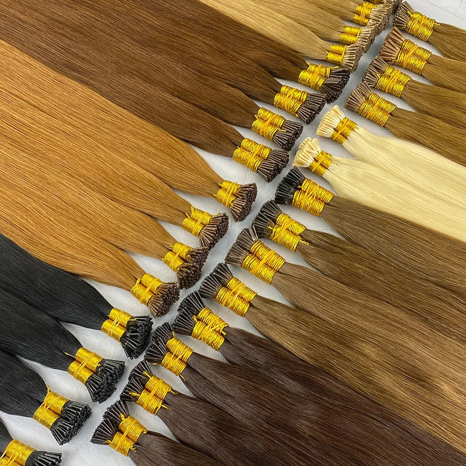 Straight ITIP Human Hair Extension 100% Real Human Hair Extensions 0.9g/pc 10 50 100 Strands Capsule Keratin Human Fusion Hair
