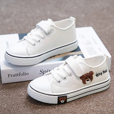 Wholesale parent-child shoes for boys and girls with lace-up little white children's casual canvas shoes baby board shoes sneake