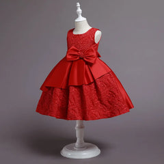 Summer Kids Dress For Girls Wedding Party Lace Bowknot Princess Dress For Children Elegant Pageant Birthday Formal Vestidos