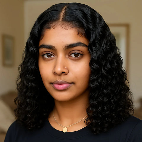 13X4 Lace Front Wig, Real Human Hair, 150% Density, Glue-Free, Ready-To-Wear, Deep Wave/Curly Bob, Versatile and Suitable for Multiple Occasions