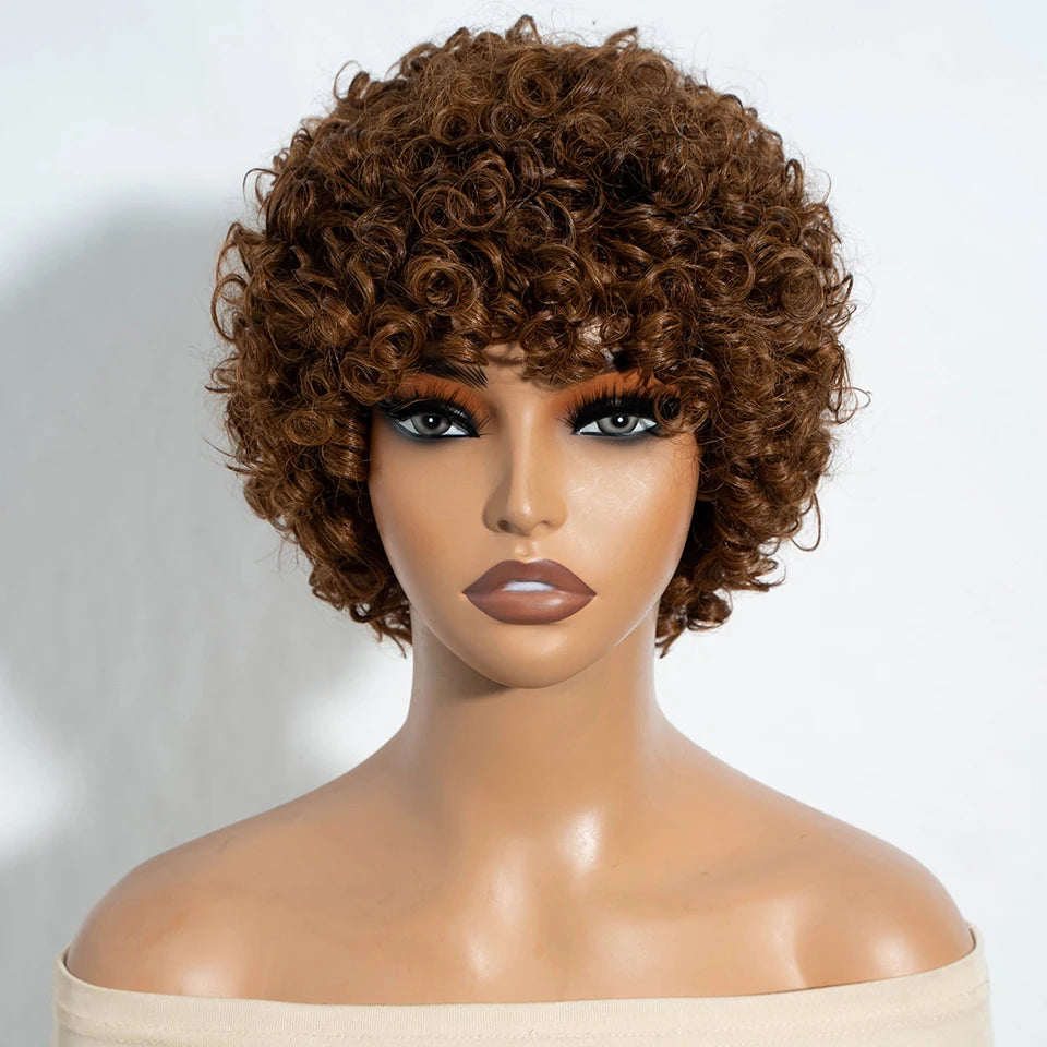 Lekker Colored Short Pixie Cut Curly Bob 100% Human Hair Wigs For Women Brazilian  remy Wigs
