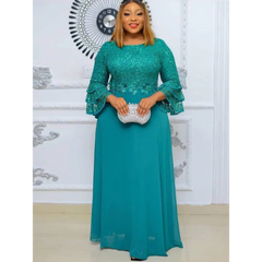 Elegant Dresses Women Luxury Sequin Chiffon Long Dress African Dashiki Outfits Party Prom Birthday Gowns Female Clothing