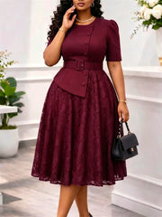 Elegant Women Lace Dresses Birthday Wedding Prom Gown Evening Dress 2026 Summer Clothing Turkey Office Ladies Maxi Robes Wears